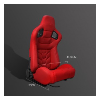 Asiento semi backet tipo cs acolchado rojo